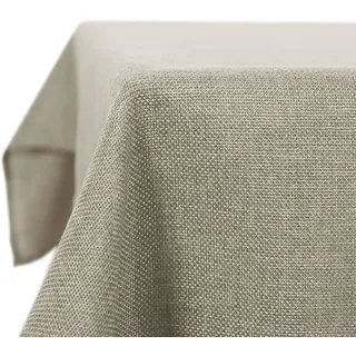 Deconovo Leinenoptik Tischdecke Outdoor Wetterfest Wasserabweisend Tischwäsche Lotuseffekt Abwaschbar Tischtuch für Esszimmer, Küche, Balkon, Garten, 132x229 cm, Leinen, 1 Stück