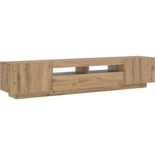 vidaXL TV-Schrank mit LED-Leuchten Artisan-Eiche 200x35x40 cm - Braun