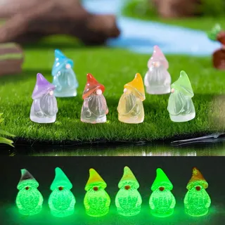 Supvox 60 Stück Nachtleuchtende Mini Gartenzwerge - Ostern Deko Figuren aus Harz - Fluoreszierende Miniatur GNOME für Mikrolandschaft, Blumentopf & Garten Ostereiersuche