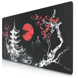 Titanwolf XXXL Übergröße Mauspad 1200x600mm, Gaming Mousepad Groß,120x60 cm Tischunterlage Large Size, verbessert Präzision und Geschwindigkeit XXXL, für Logitech Maus und Tastatur, Japan Ink Painting