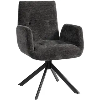 Homcom Sessel Drehbar Loungesessel mit Armlehne Wolle-Leinenoptik Schwarz , Textil , Füllung: Schaumstoff , 61x88x60 cm , Esszimmer, Stühle, Armlehnstühle