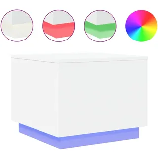 vidaXL Couchtisch mit LED-Leuchten Weiß 50x50x40 cm - Weiß