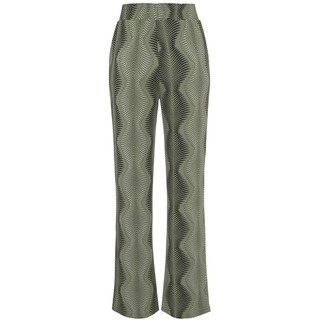 LASCANA Pyjamahose Damen Dunkelgrün bedruckt Gr.32/34