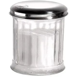 APS Zuckerdosierer, Zuckerspender, Zuckerstreuer, Schraubdeckel mit Klappe aus Edelstahl, mit Dosierklappe, Ø 7,5 cm, 13, 5 cm Höhe, für 320 ml Inhalt