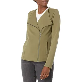 The Drop Damen Langärmelige Strick-Bikerjacke von @caralynmirand, Olivgrün, M