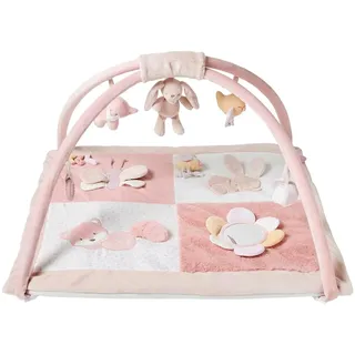 Nattou Krabbeldecke mit Spielbogen und 25 Aktivitäten, Aus Polyester, Fuchs und Hase, Ca. 80 x 90 cm, Alice und Pomme, Rosa/Weiß