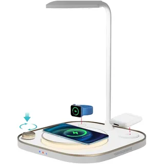 4in1 LED Ladestation Tischlampe Qi Wireless Charger kabellos Leselampe Leuchte