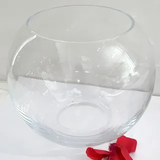 Kugelvase Klare Glaskugelvase Kristallglas Vase Höhe 15,5 cm Durchmesser 20 cm, Öffnung 12 cm, Rand Geschliffen Gewicht 1,1 Kg Mundgeblasen Sehr Gute Qualität