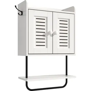 relaxdays Hängeschrank mit Handtuchhalter - Weiß