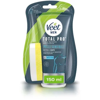 Veet Men Haarentfernungscreme für Herren unter der Dusche für Brust und Körper für empfindliche Haut, dermatologisch getestet, 150 ml