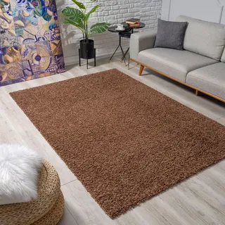 Sanat Hochflor-Teppich "LOCA, auch als Läufer und in Rund" rechteckig 30 mm Höhe Wohnzimmer, Langflor, Shaggy, Schlafzimmer, dunkelbraun