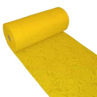 Dekoflor Tischband Tischläufer Tischdeko einzigartiges Rosen Design (Wasserfest, Lotuseffekt, samtige Oberfläche, 25 m Rolle, 30 cm Breite, 100% Nylon), Gelb