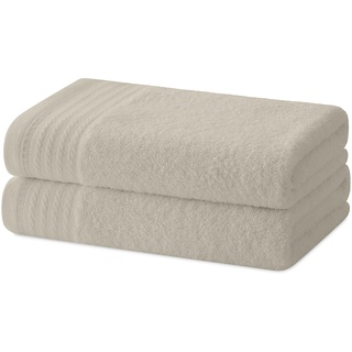 Degrees home – Set mit 2 Handtüchern – Badetücher – 100% Baumwolle – 480 g/m2 – 100 x 50 cm -BEIGE