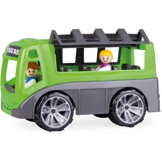 Lena 04454 - Truxx Bus, Spielbus Fahrzeug ca. 27 cm, Spielset mit robustem Reisebus und 2 vollbewegliche Spielfiguren, Spielfahrzeug Set für Kinder ab 2 Jahre, Spielzeugbus in grün/grau