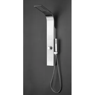 Marwell Duschpaneel Troya Duschsäule aus gebürsteten Edelstahl 100x14 cm Duscharmatur mit 3 verschiedene Duschfunktionen Regendusche, Massagedusche und Handbrause
