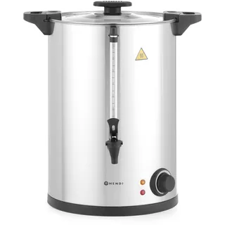 HENDI Heißgetränkespender, einwandig, für Glühwein und Wasser, tropffreier Zapfhahn, Wasserstandsanzeige, Glühweinkocher, Heißgetränkeautomat, 20L, 230V/2500W, 415x382x(H)480mm, Edelstahl, PP