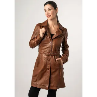 Mauritius Ledermantel »MWLeonne«, mit Tailliengürtel, mit Ärmelbändern, braun
