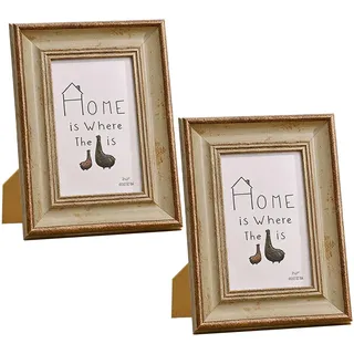 SIMDAO 2PCS Vintage Bilderrahmen Set, Bilderrahmen 13x18CM, Retro Fotorahmen für Tisch & Wand, Antike Shabby Fotorahmen Deko für Family Freund Hochzeit Thanksgiving Geburtstage(Grau)