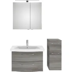 Bild Badmöbel-Set »6005 Sprint 3-teilig, Keramik-Waschtisch mit LED-Spiegelschrank«, (4 St.), Unterschrank, inkl. Türdämpfer, 3 Türen, 3 Schubladen, Bad-Set, grau