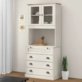 vidaXL Highboard VIGO Weiß 80x40x176 cm Massivholz Kiefer - Weiß