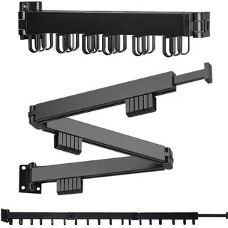 HappyHedz Wäscheständer zur Wandmontage, zusammenklappbar, platzsparend, dreifach erweiterbar, ausziehbar, strapazierfähig