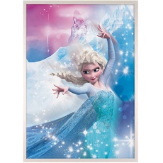 Bild von »Bilderrahmen Holz White mit Wandbild Frozen 2 Elsa Action" als Set«, - Größe: 50x70 cm - Wandbild, Dekoration, Eiskönigin, Disney