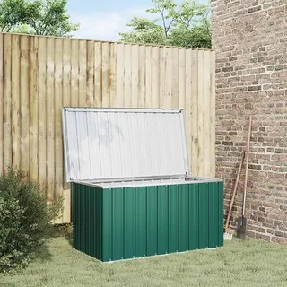 Gartenbox wasserdicht XXL Metall Aufbewahrungsbox Auflagenbox Kissenbox Werkzeugkasten Gartentruhe Metall-Grün-129 x 67 x 65 cm