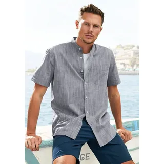 H.I.S. H.I.S, Kurzarmhemd regular fit, Stehkragenhemd mit Brusttasche, reine Baumwolle, grau,