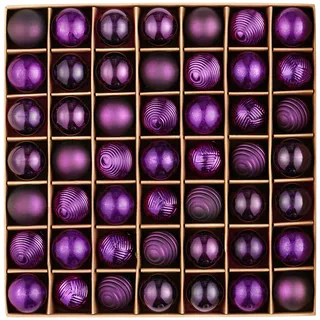 Valery Madelyn Weihnachtskugeln, 49 Stück 3cm Bruchsichere Christbaumkugeln Weihnachtskugel, Christbaumschmuck mit Aufhänger(Violett)