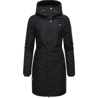 Ragwear Wintermantel Jannisa stylischer Damen Winterparka mit Kapuze schwarz L (40)