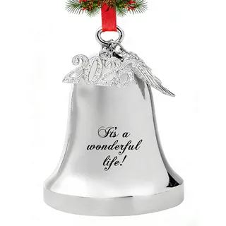 JUPPE Weihnachtsglocke mit Gravur It's A Wonderful Life, für Weihnachtsbaum, Hochzeitstag, Dekoration, Anhänger mit Engelsflügeln