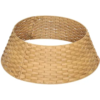 Homcom Weihnachtsbaumrock, Ø 68cm Weihnachtsbaum Kragen aus Kunststoff, Metall 68 x 22H cm, Naturholz