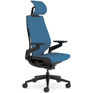 Steelcase Gesture Ergonomischer Bürostuhl mit 360° Armlehnen, 3D-Live Back Lumbalstütze, anpassbarer Kopfstütze Kobalt, 66 x 62.5 x 107
