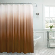 Creative Home Ideas - Strukturiertes Stoff-Duschvorhang-Set, enthält 12 leicht gleitende Metallringe, Moderne Badezimmer-Dekor, maschinenwaschbar, Maße: 177,8 x 182,9 cm, Schokoladenbraun Ombre