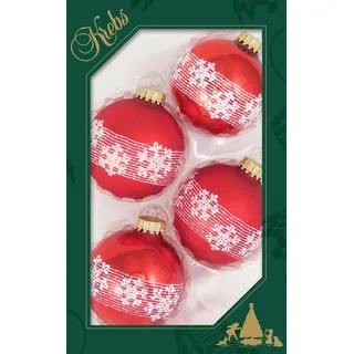 Weihnachtsbaumkugel KREBS GLAS LAUSCHA "Schneekristall, Weihnachtsdeko rot, Christbaumschmuck", rot (rot, weiß), Ø:7cm, Glas, Weihnachtsbaumkugeln, Weihnachtsbaumkugel, Christbaumkugeln aus Glas
