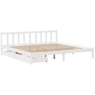 vidaXL Massivholzbett ohne Matratze Weiß 180x200 cm Kiefernholz - Weiß