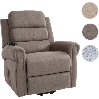 Mendler Fernsehsessel HWC-K63 Stoff/Textil 83 x 144 x 83 cm Grau mit Liegefunktion/Massagefunktion