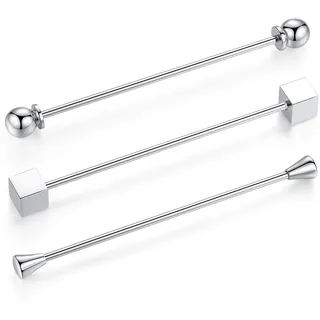 Honey Bear 3 Stück Set Herren kragennadel Anzug Hemd Kragenstift Kragen Pins Bar Krawattenknoten Bar Edelstahl für Hochzeit Geschenk,Kegel Silber,MEHRWEG (Stil mischen Silber ohne Box D)