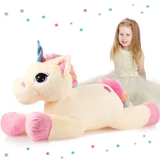 Omgoods – Großer Einhorn-Plüschtier, 76 cm – Weiches Dekokissen für Kinder