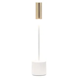 Zafferano - Carolina LED wiederaufladbare dimmbare Touch-Tischlampe - glänzendes Weiß und gebürstetes Messing - Weiß, Gold