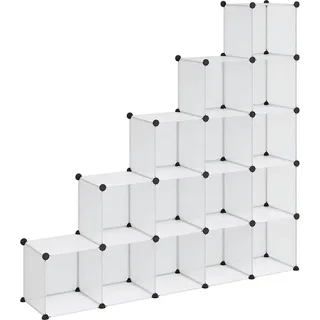 vidaXL Regalsystem mit 15 Würfeln, Würfelregal mit viel Stauraum, Schuhregal mit Stahlrahmen, Regal Standregal Modular Büro, Transparent PP
