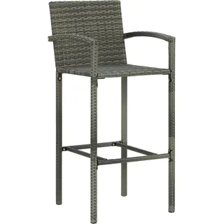 vidaXL Barhocker 2 Stk. Grau Poly Rattan - Grau
