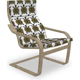 ABAKUHAUS Schildkröte Poäng Sessel Polster, Indigene Animal Design, Sitzkissen mit Stuhlkissen mit Hakenschlaufe und Reißverschluss, Braun, Gelb, Schwarz - Braun