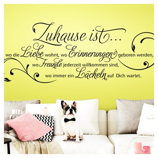 Wandora Wandtattoo Spruch Zuhause ist I weiß (BxH) 120 x 42 cm I Familie Liebe Wohnzimmer Diele Flur Sticker Aufkleber Wandaufkleber Wandsticker G027