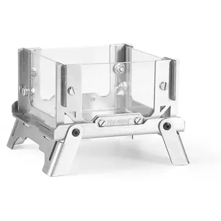 INF Mini Tischfeuerstelle Edelstahl 2mm Borosilikatglas klappbar 9.4x8x7cm