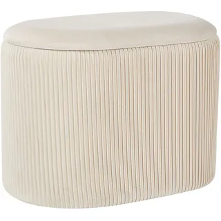 Beliani Pouf Beige Richland , Textil , Oval , 55x41x35 cm , Wohnzimmer, Sessel, Hocker & Hockerbänke, Poufs