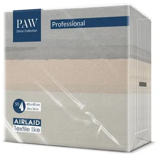 Paw Decor Collection PAW - Servietten aus Airlaid - Stoffähnlich (40 x 40 cm) I 50 Stück I Ideal für Hochzeit, Taufe, Kommunion, Geburtstag I Stoffservietten - Erdfarben, Beige, Streifen I Farbe: Fluid beige