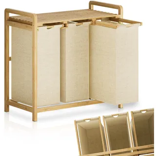 Juskys Bambus Wäschekorb Kory - Beige