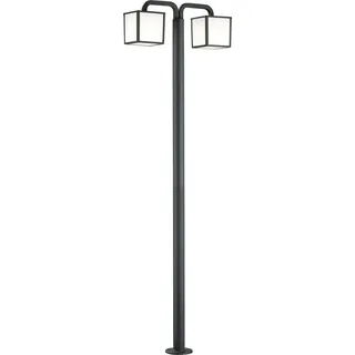 Trio Leuchten LED Aussenstehleuchte 421560242 Cubango, Aluminiumguss, anthrazit, Schirm Acryl weiß, inkl. 2 x E27 5 Watt