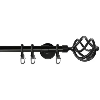 Vorhangstange , Schwarz , Metall , 300 cm , Heimtextilien, Vorhänge, Vorhangstangen, Vorhangstangenset